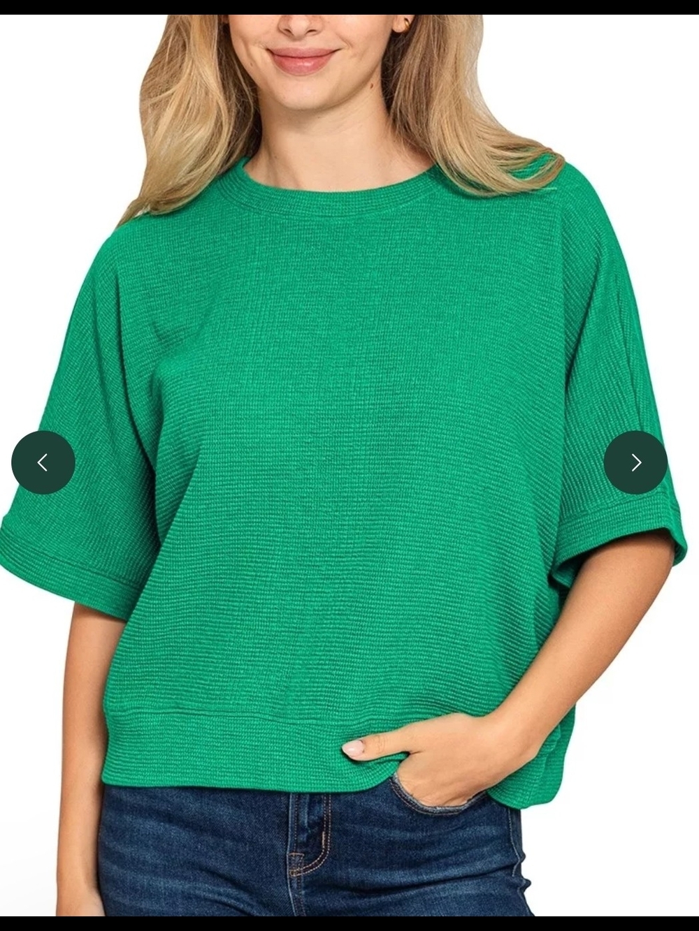 Zenana Double Knit Banded Bottom Short Sleeve Top - Kelly Green
